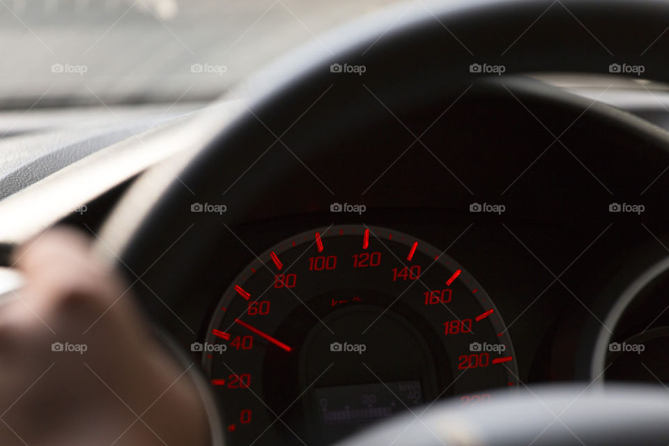 speedometer of a car speed limit drive safely. reaching 50 km per hour