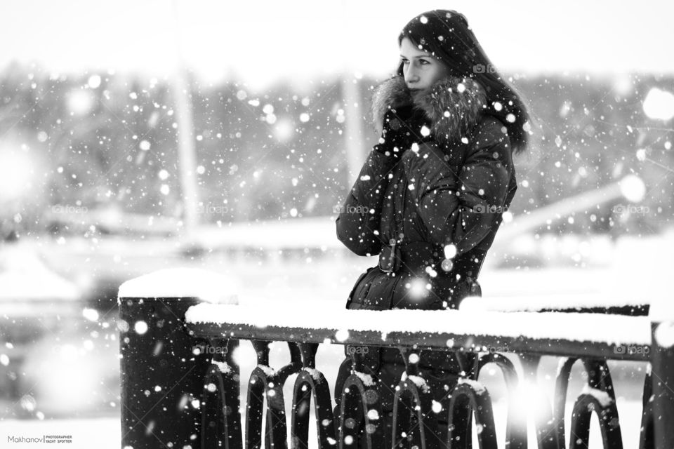 Young woman standing in winter