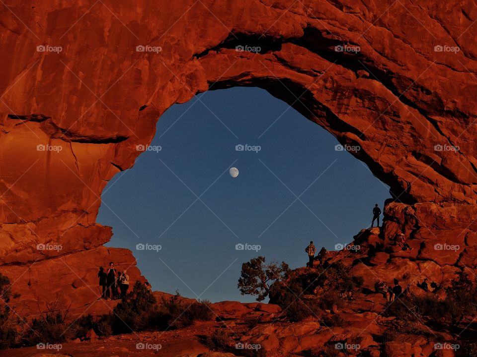 View of moon through arch