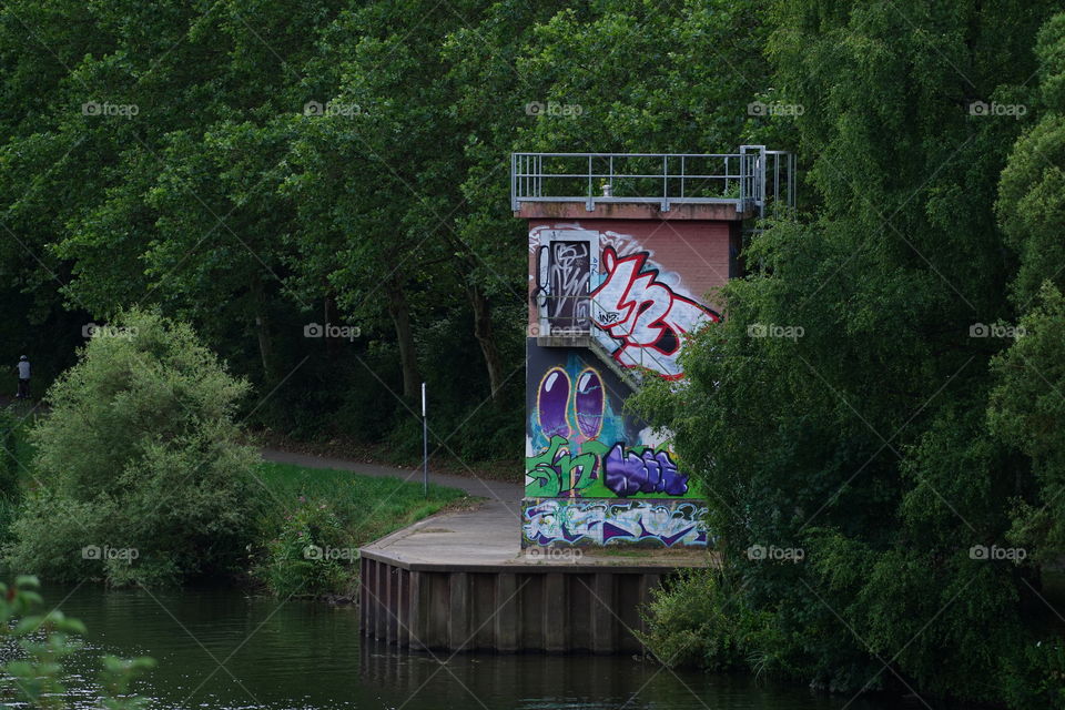 Little tower with graffiti 