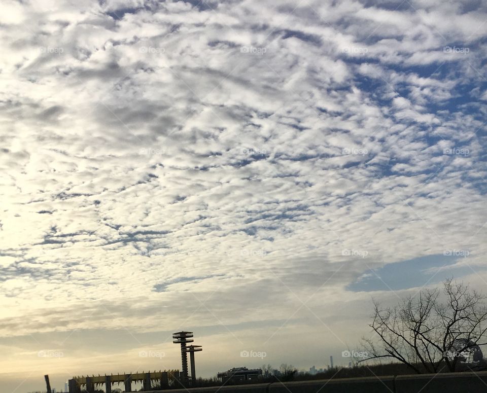 Nyc skies winter cloudy day