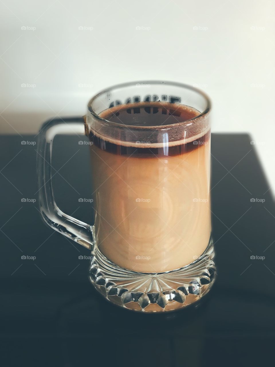 French Press Homemade Coffee In A Glass Mug, Food Photography