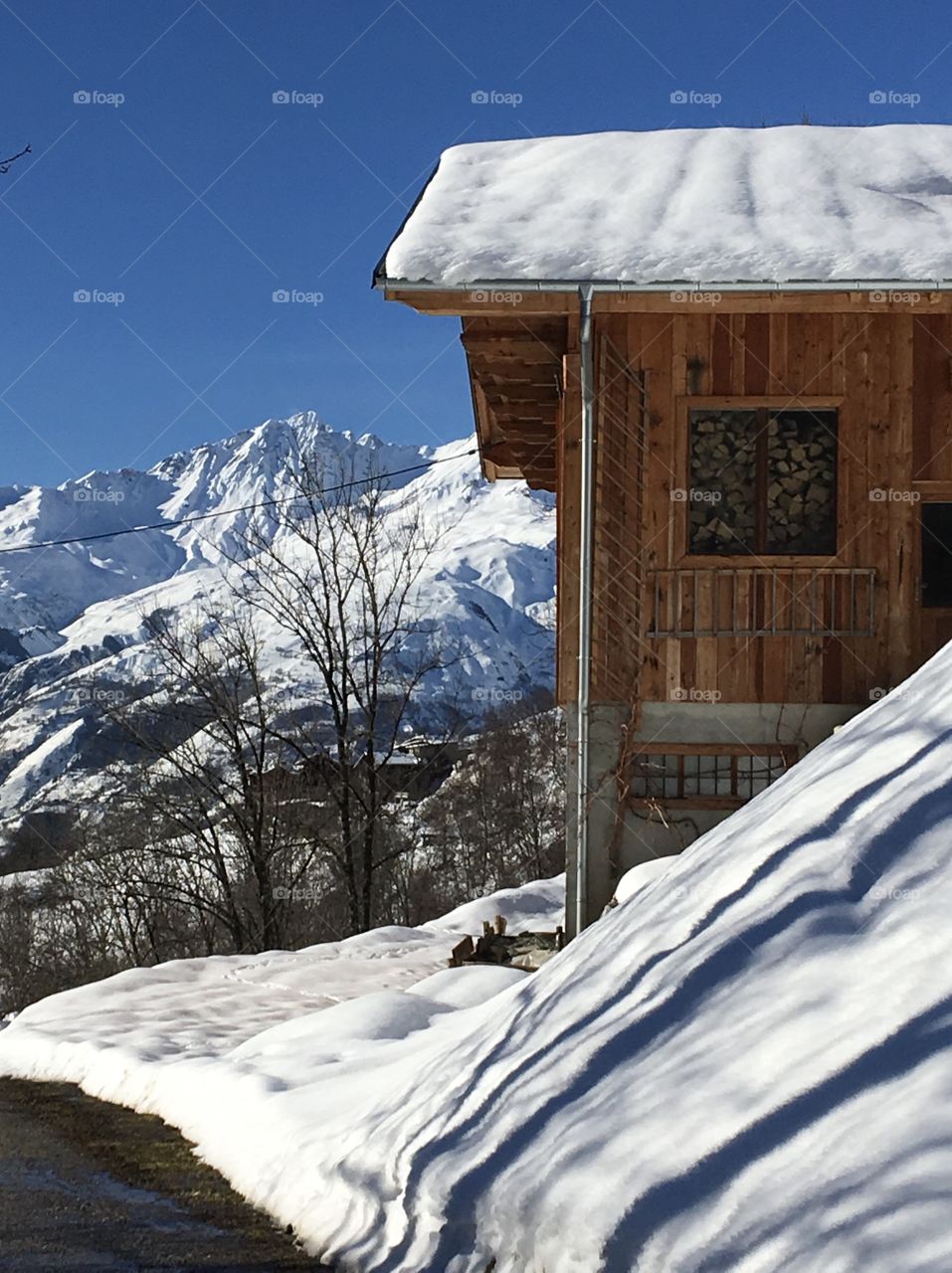 Chalet in snow 