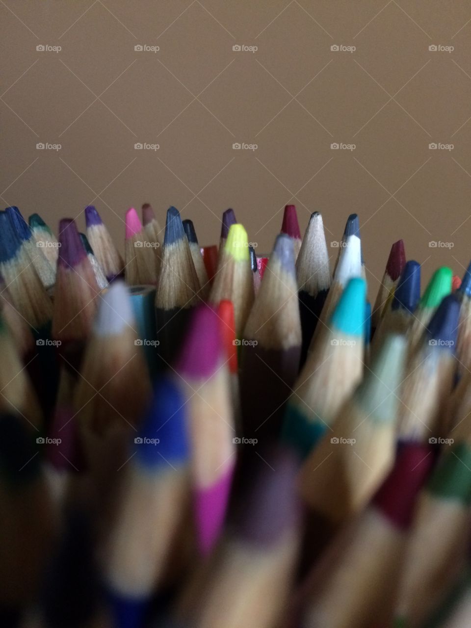 Pencil crayons up close