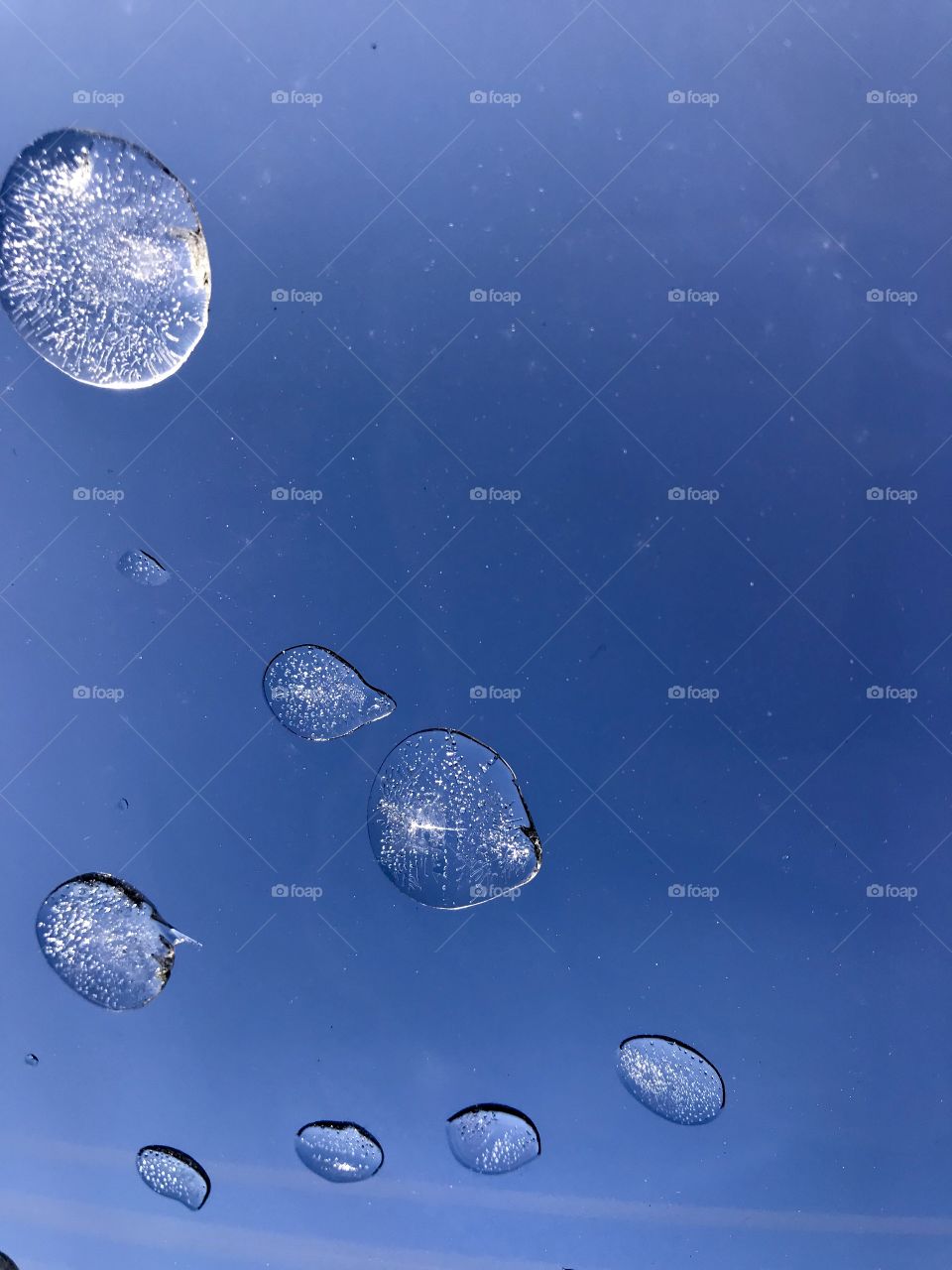 Frozen droplets in sunroof (Canadian winter)