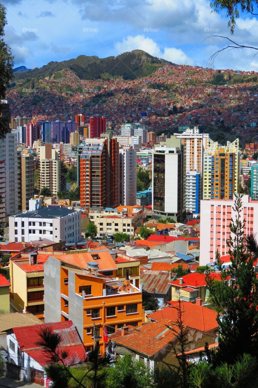 Colorful city view of La Paz Bolivia