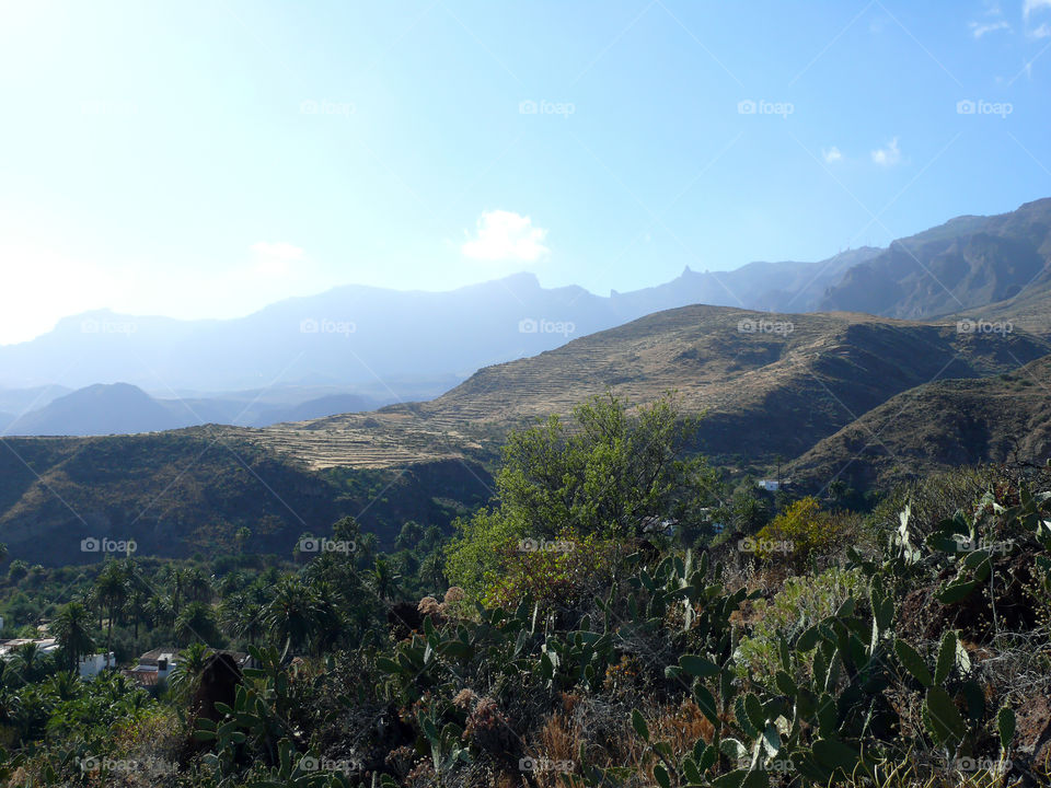 Mountain landscape on Gran Canaria, Las Palmas, Spain.