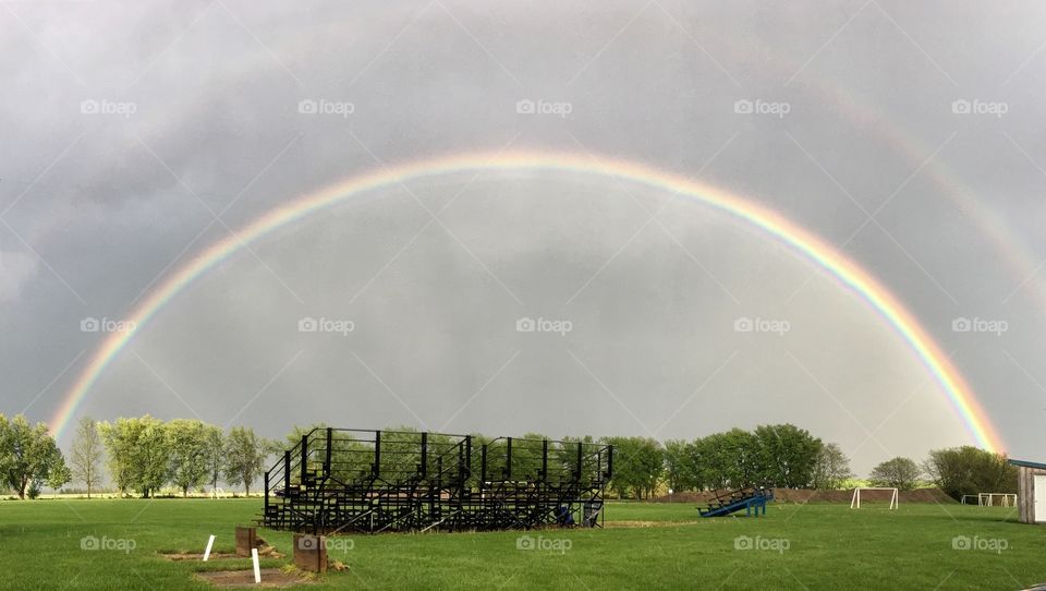 Rainbow over the soccer field 