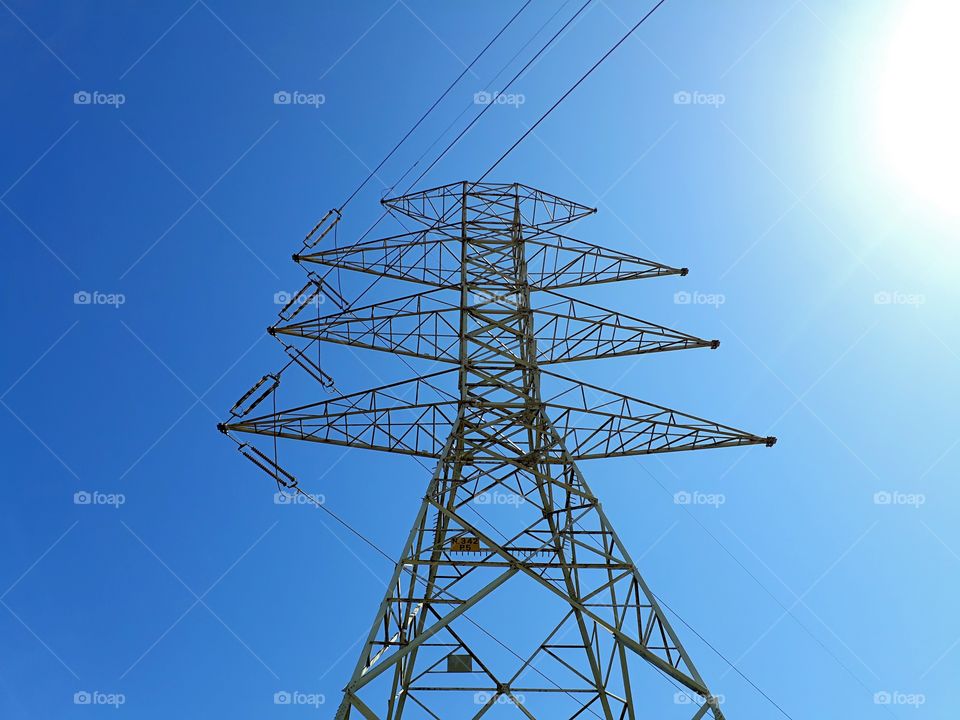 electric tower view from low angle