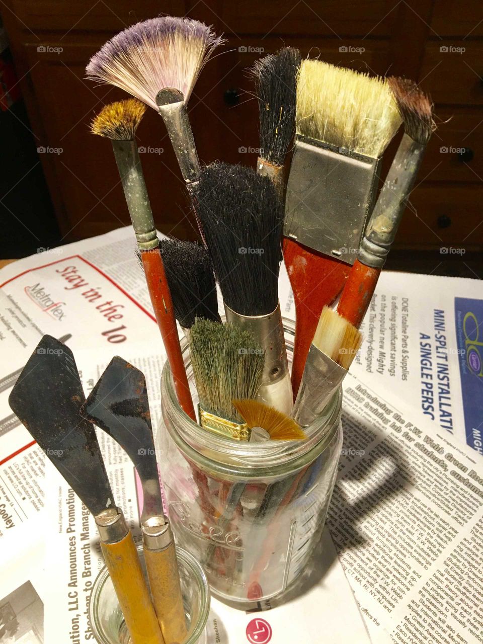 Setting up to oil paint.