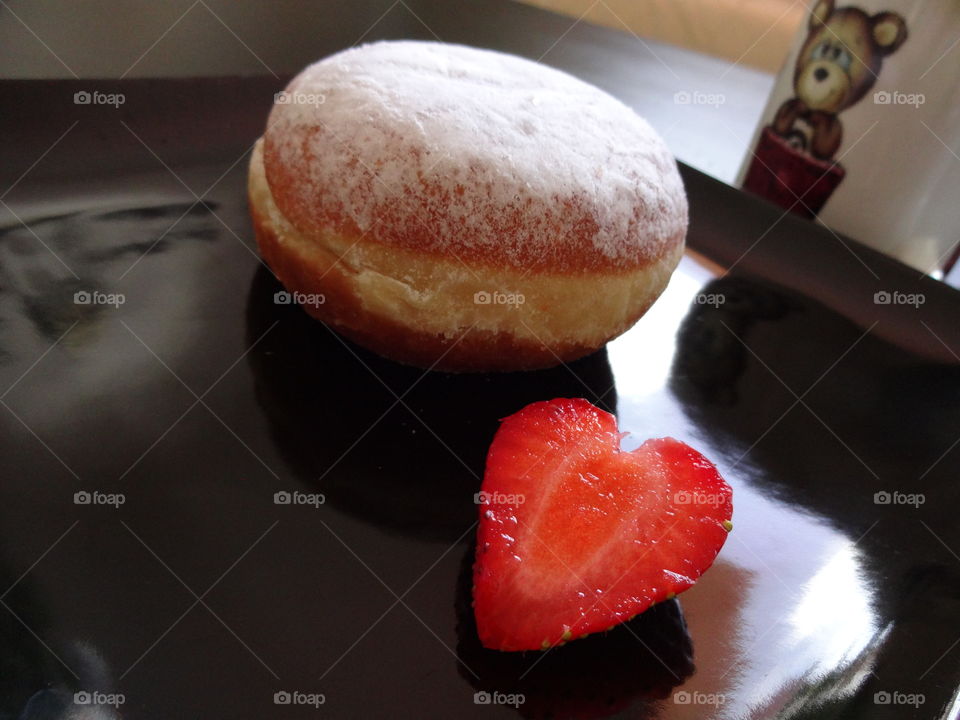 sweet strawberry heart with donut