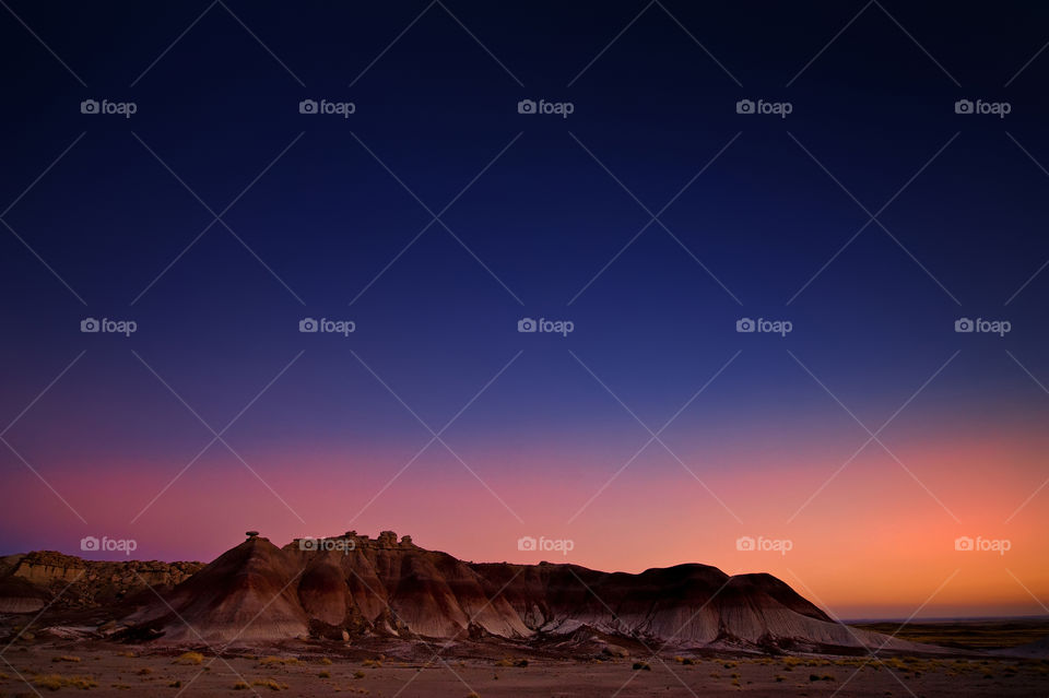 Landscape image of Badlands national park at dusk USA 
