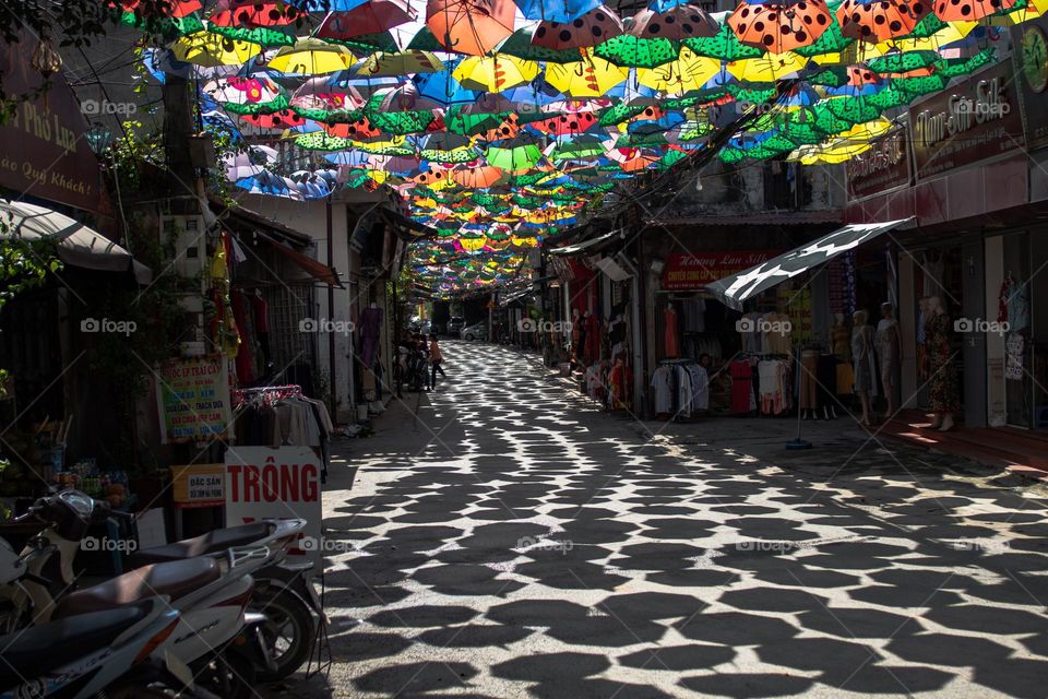 Colorful umbrellas and beautiful shadows