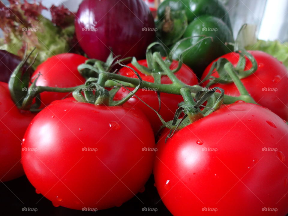 Close-up of red cherry tomatos