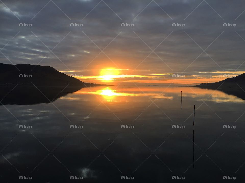#sunset:  the most beautiful sunset | ocean sunrise| Seaview sunrise | the most stunning sunrise with the Seaview between the mountains | the most perfect beautiful Seaview with the sunrise in the background | 