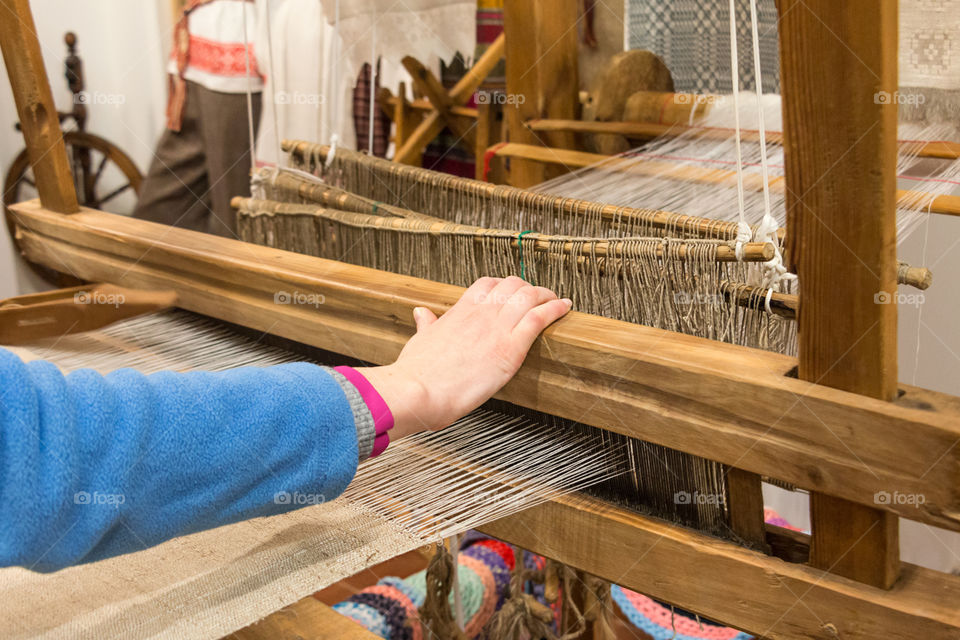 Loom, Weaving, Indoors, Wood, Weaver