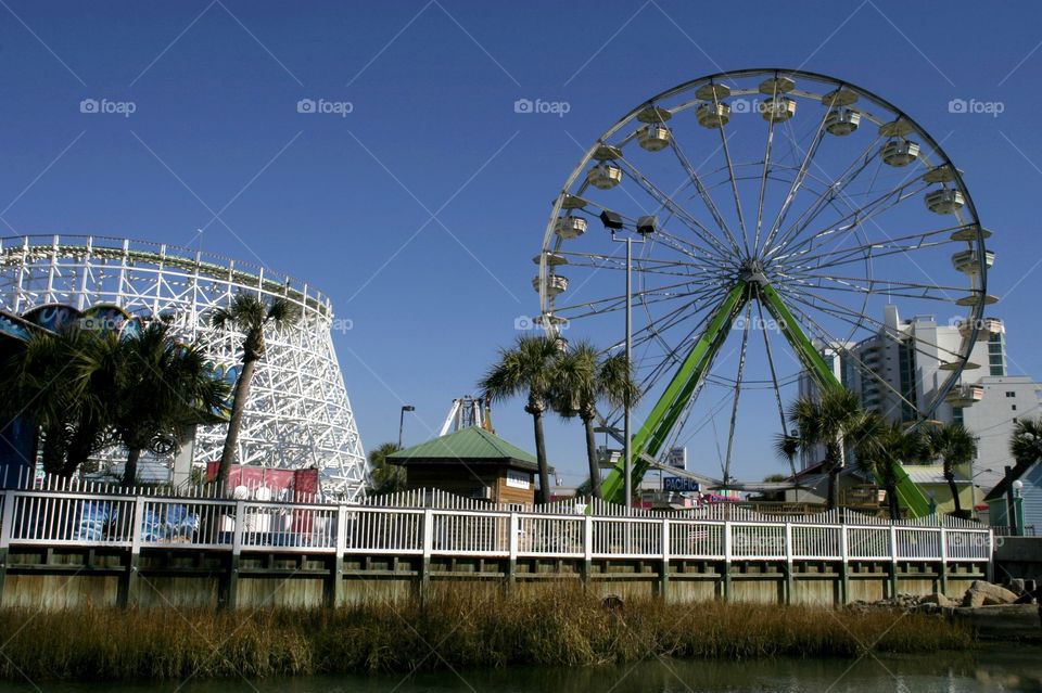 Roller coaster and merry go round