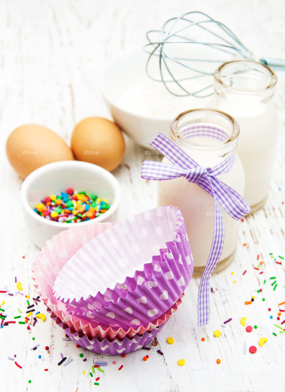 Ingredients for baking cupcakes 