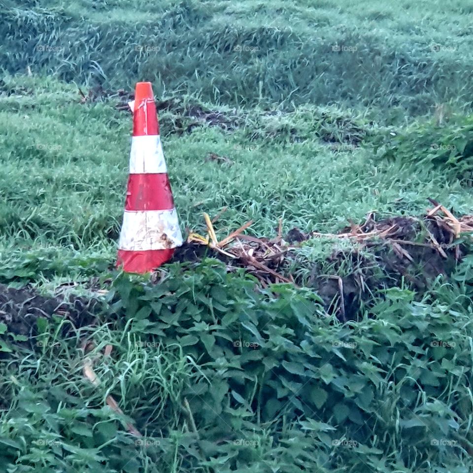 Red / white striped pawn in the land.