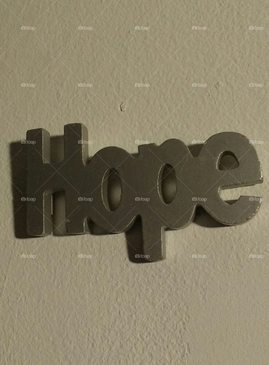 Three-dimensional sign of Hope on a Wall