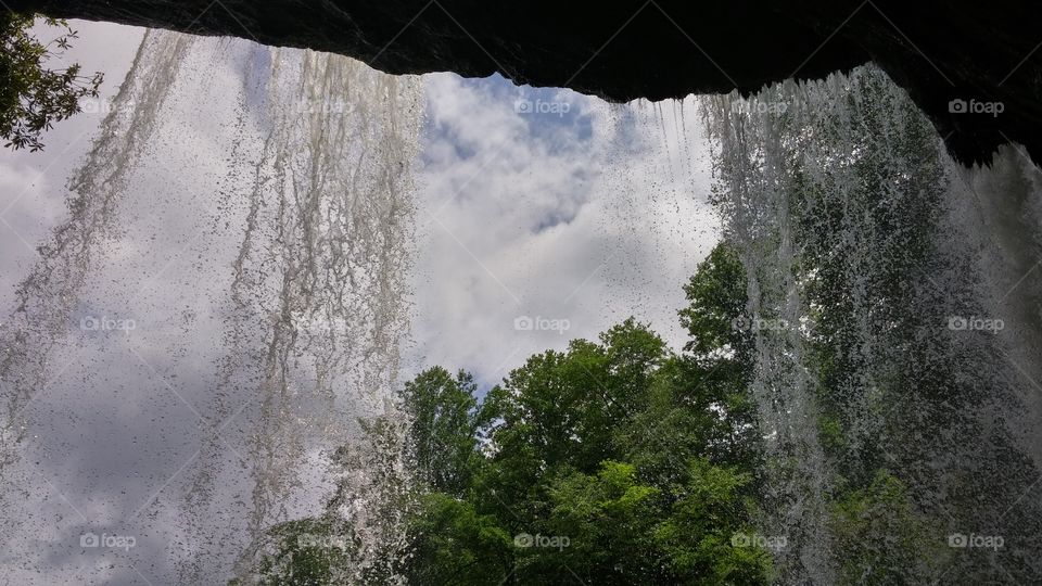 Under the waterfall. this is a picture under a waterfall in NC