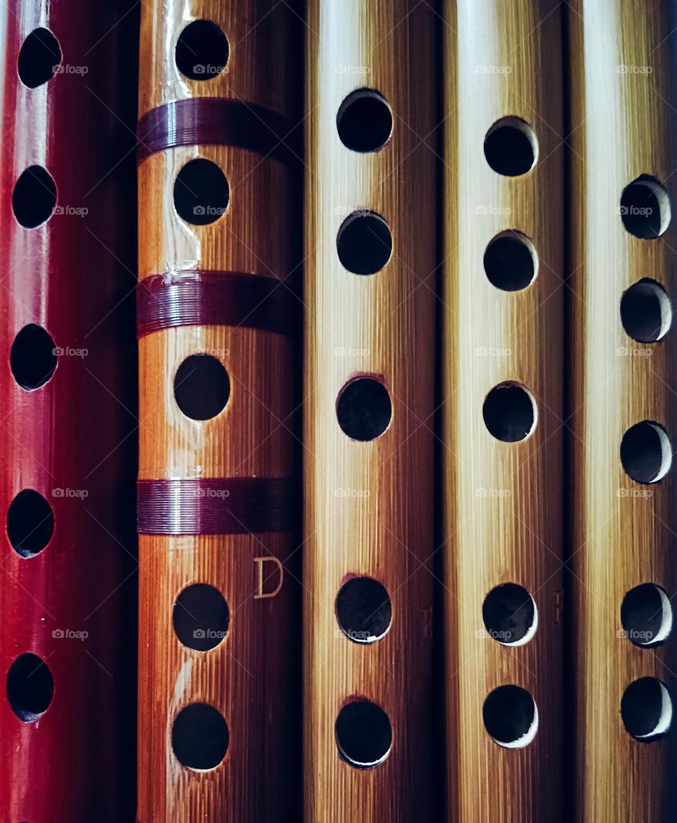 Bamboo flutes in different keys