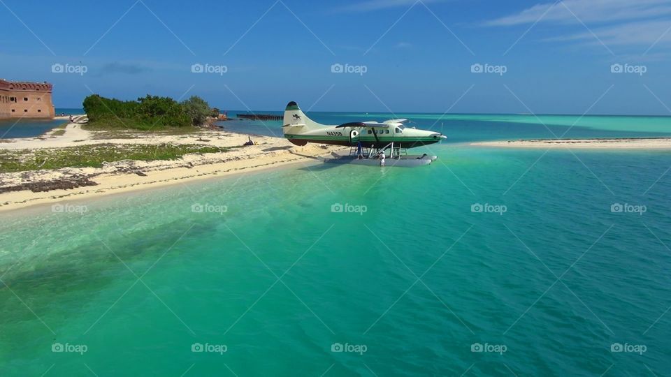 Touch down in paradise. One of the planes that flies people out to Fort Jefferson from Key West