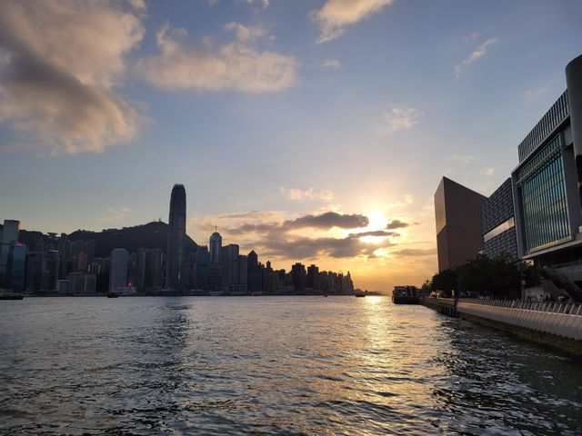 Sunset at Hong Kong Victoria Harbour
