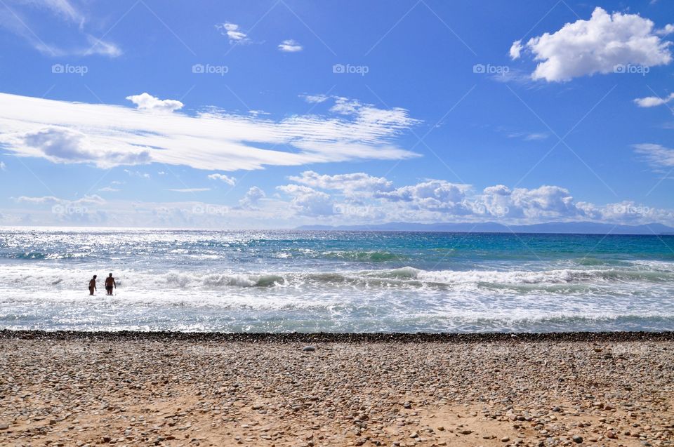 Swimming on Mediterranean Sea on Sardinia island 