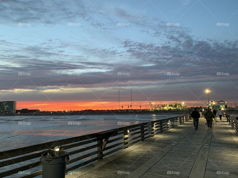 Calm night on pier in Galveston 