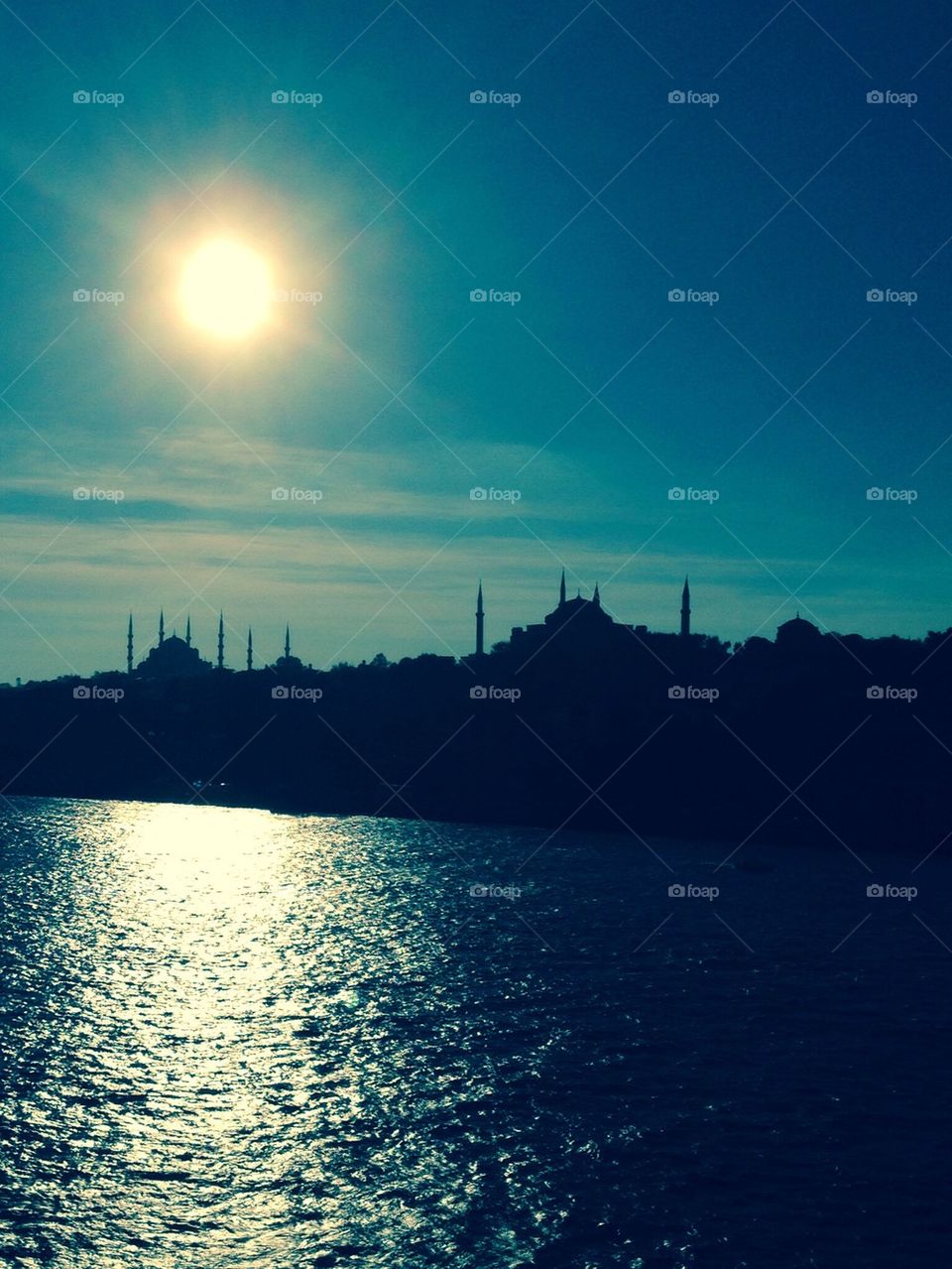 Sunset over blue mosque