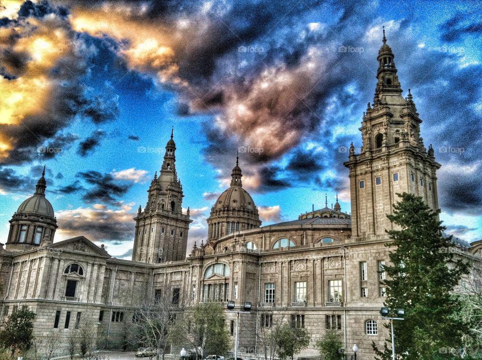 Architecture in Barcelona . The palace in beautiful Barcelona 