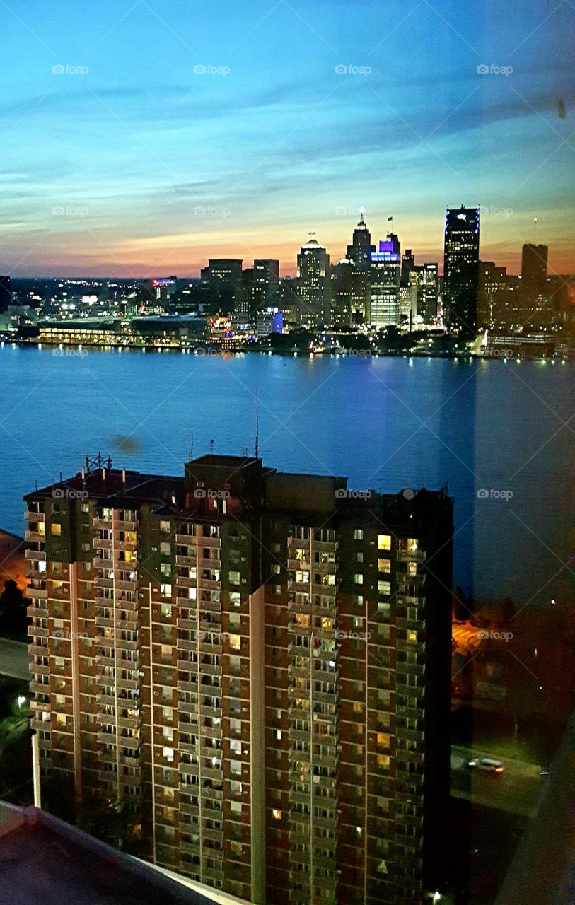 detroit Michigan Skyline from Windsor Ontario