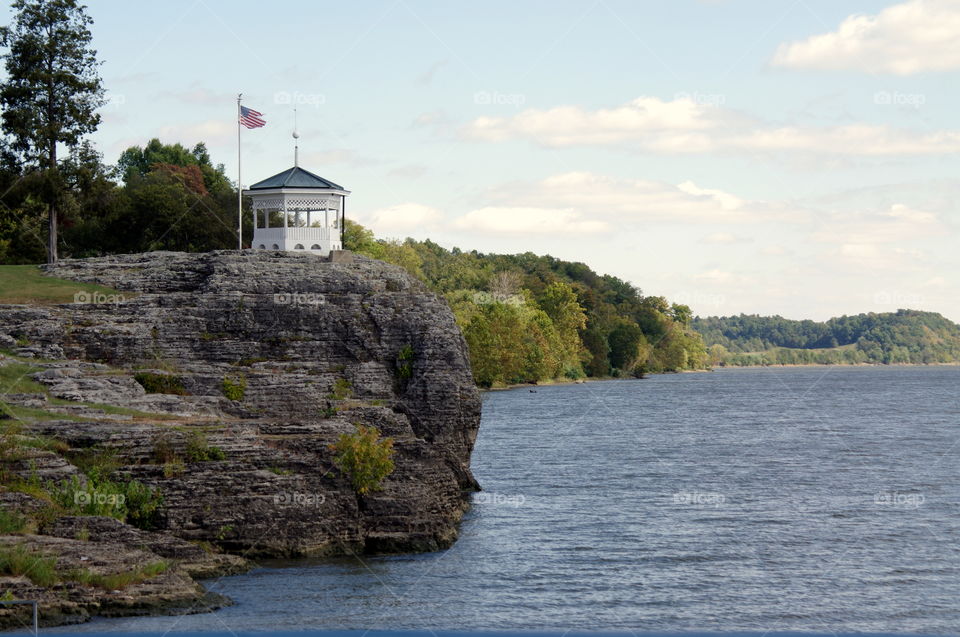 gazebo beside the Ohio river