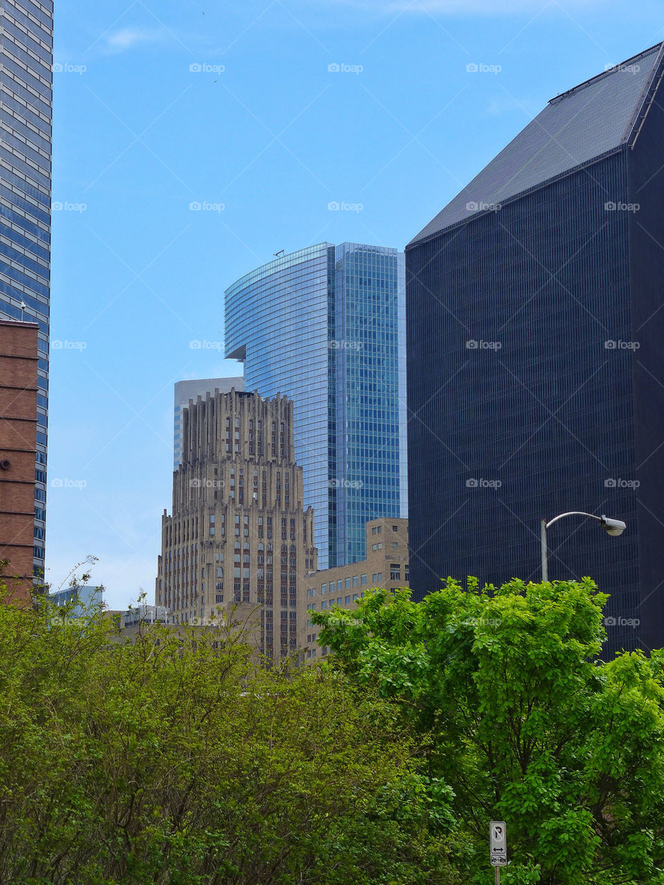 Urban skyline in Texas. Mix of downtown buildings somewhere in Texas