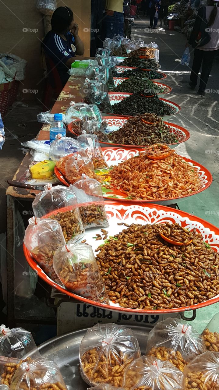 Insect trading on the market in Thailand
