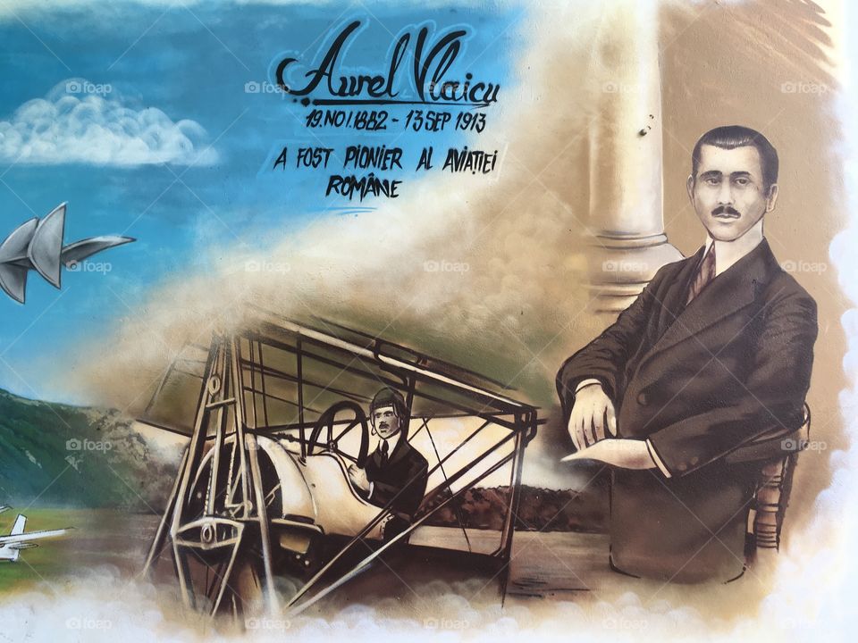 Graffiti of Aurel Vlaicu, romanian engineer, inventor, airplane constructor and early pilot