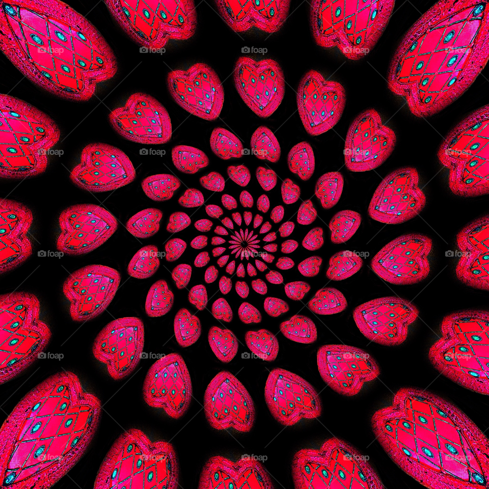 Psychedelic red heart fantasy.