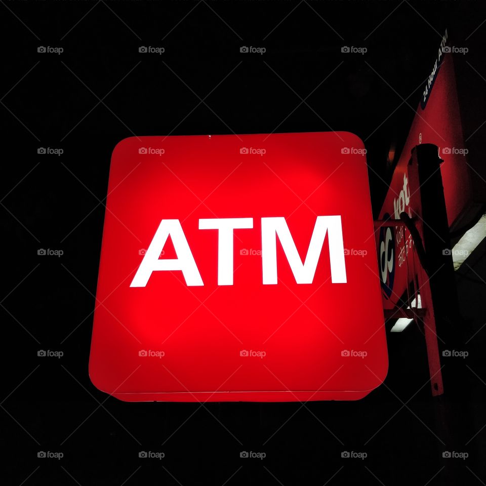 Red colour ATM sign