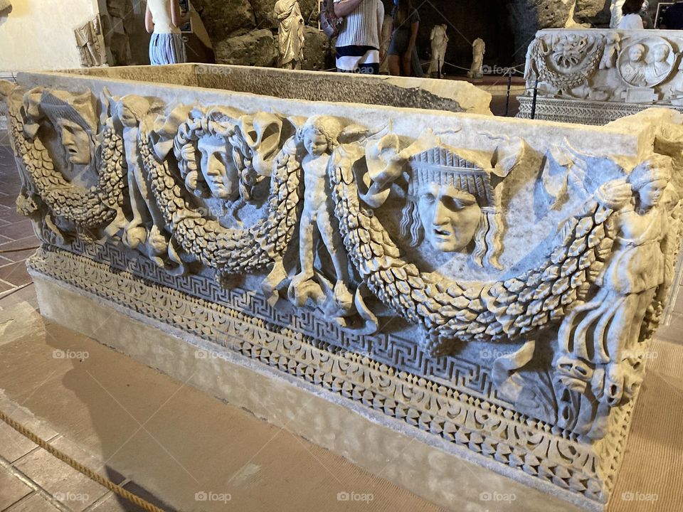 Ephesus ancient city. Sightseeing in Turkey. Hot sunny day in Kusadasi. Ancient ruins of historic places. To travel is to live. Museum in Ephesus 