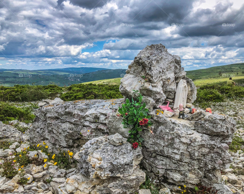 Stone shrine at Fórnea, Chão das Pias, Porto de Mòs, Central Portugal - May 2020