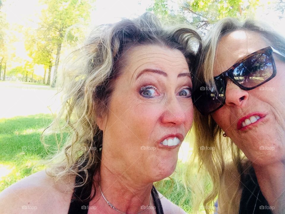 Sisters making silly faces (my sister had recently donated her kidney to her husband and was recovering...We needed the silliness!