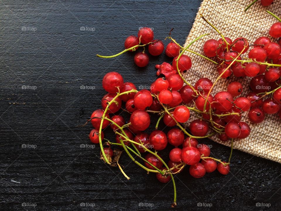 High angle view of a cherry on table