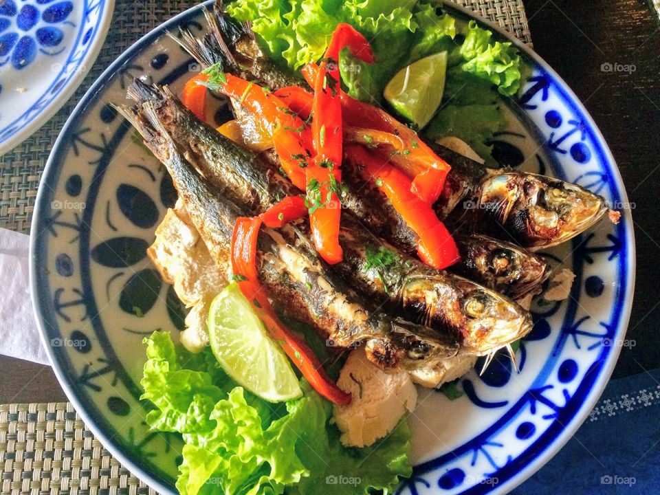 Grilled sardines