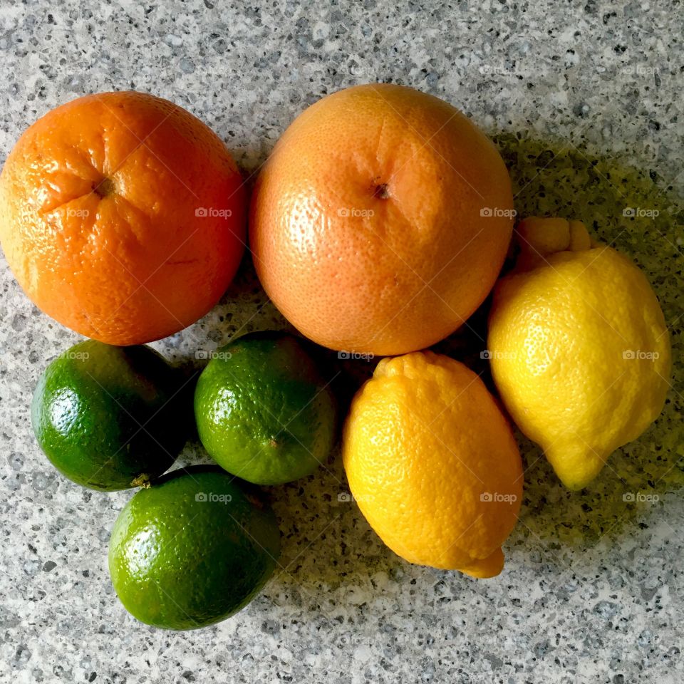 A selection of citrus fruit for gin and tonic making