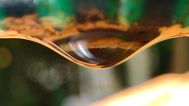 Rusty water drop in sunlight