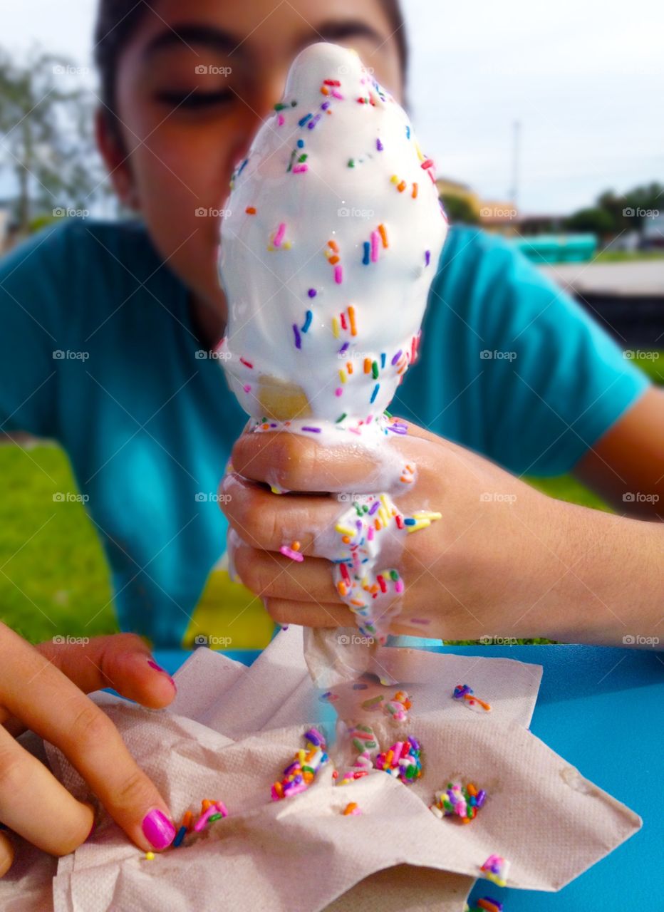 Hot summer melting ice cream 