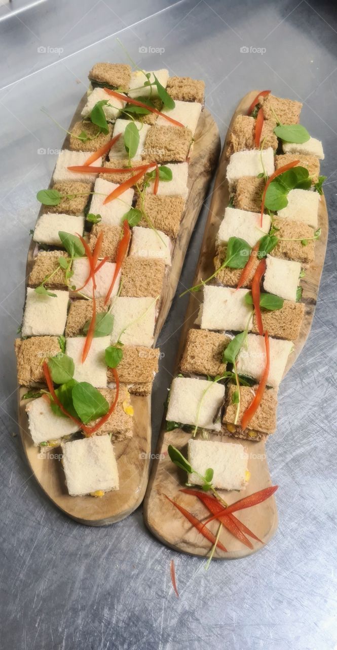 chess board of sandwiches