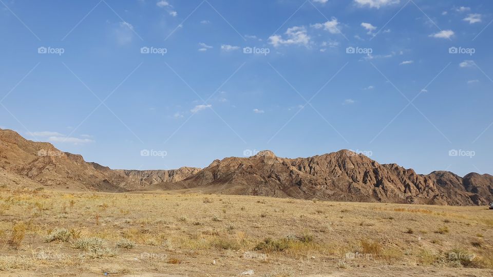 deserted bank of Ili river in Kazakhstan