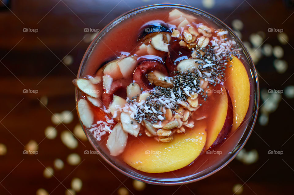 Fresh summer fruit smoothie in bowl